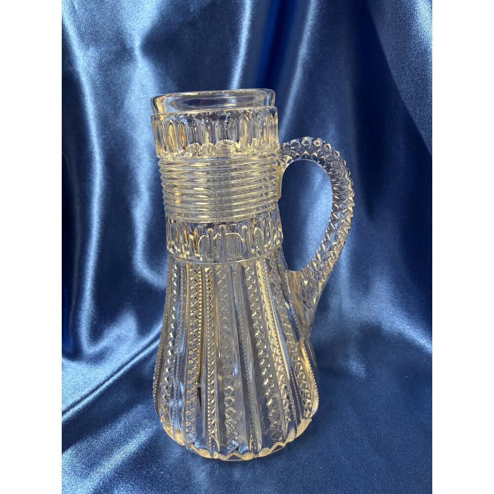 Antique 1898 Duncan Miller Mardi Gras Pressed Glass Tankard Pitcher